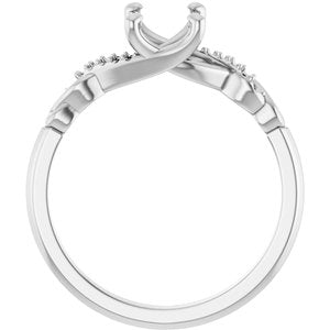 Platinum 8x6 mm Oval Infinity-Inspired Engagement Ring Mounting