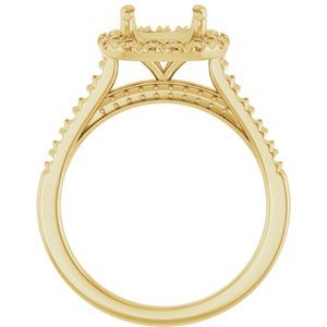14K Yellow Gold 7x7 mm Cushion French-Set Engagement Ring Mounting