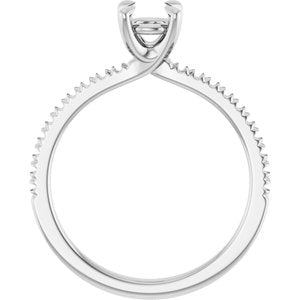 Sterling Silver 5.2 mm Round French-Set Engagement Ring Mounting