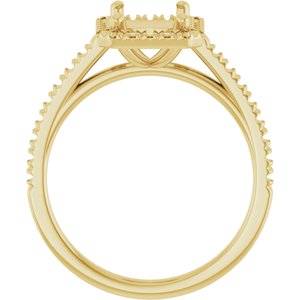 14K Yellow Gold 8x6 mm Emerald French-Set Engagement Ring Mounting