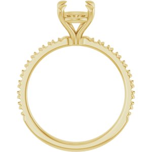14K Yellow Gold 9x7 mm Oval French-Set Engagement Ring Mounting