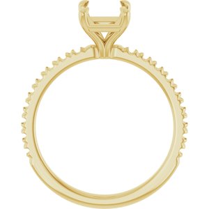 14K Yellow Gold 8x6 mm Emerald French-Set Engagement Ring Mounting