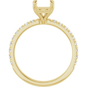 14K Yellow Gold 8x6 mm Emerald 1/3 CTW Lab-Grown Diamond Semi-Set French-Set Engagement Ring