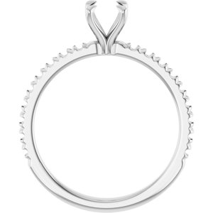 10K White Gold 7x5 mm Oval French-Set Engagement Ring Mounting