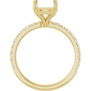 14K Yellow Gold 9x7 mm Emerald 1/3 CTW Natural Diamond Semi-Set Engagement Ring
