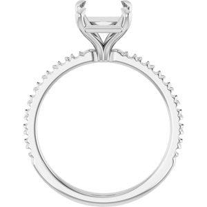 Platinum 9x7 mm Emerald French-Set Engagement Ring Mounting