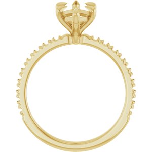 14K Yellow Gold 12x6 mm Marquise French-Set Engagement Ring Mounting
