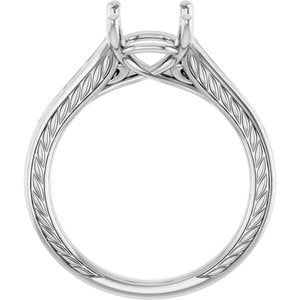 Platinum 9x7 mm Emerald Solitaire Engagement Ring Mounting