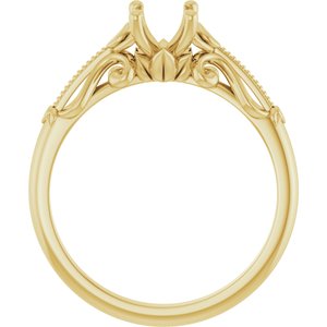 14K Yellow Gold 7x5 mm Oval Sculptural-Inspired Engagement Ring Mounting