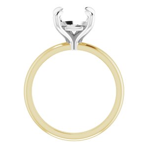 14K Yellow/White Gold 9 mm Round Engagement Ring Mounting