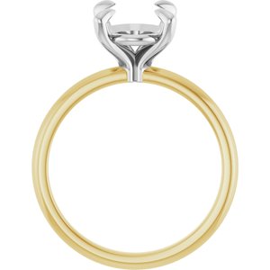 18K Yellow/White Gold 10x8 mm Oval Engagement Ring Mounting