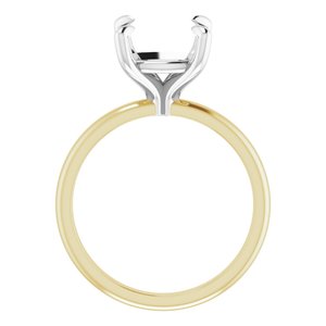14K Yellow/White Gold 9x9 mm Cushion Engagement Ring Mounting