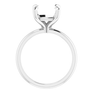 18K White Gold 9x9 mm Cushion Solitaire Engagement Ring Mounting