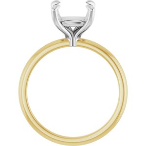 14K Yellow/White Gold 8x8 mm Cushion Engagement Ring Mounting