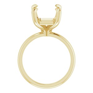 10K Yellow Gold 12x10 mm Emerald Solitaire Engagement Ring Mounting