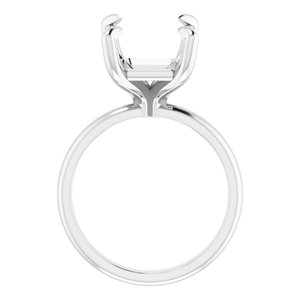 Platinum 12x10 mm Emerald Solitaire Engagement Ring Mounting