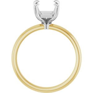 14K Yellow/White Gold 9x7 mm Emerald Engagement Ring Mounting
