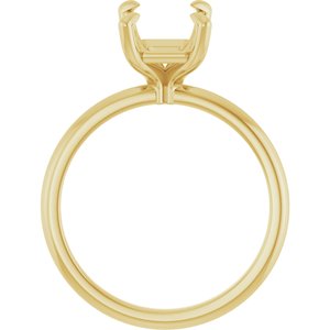 18K Yellow Gold 9x7 mm Emerald Solitaire Engagement Ring Mounting