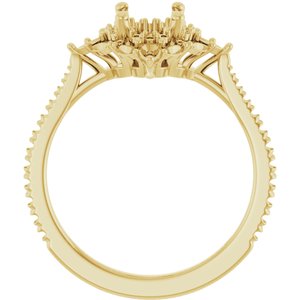 14K Yellow Gold 8x6 mm Oval French-Set Halo-Style Engagement Ring Mounting