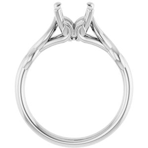 14K White Gold 9x7 mm Oval Solitaire Engagement Ring Mounting