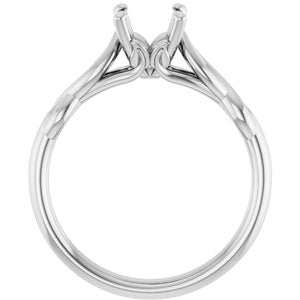 14K White Gold 6.5 mm Round Solitaire Engagement Ring Mounting