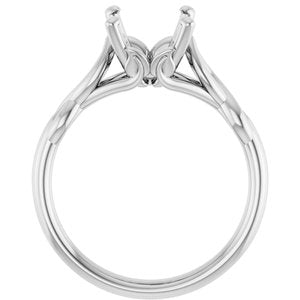 14K White Gold 10x8 mm Oval Solitaire Engagement Ring Mounting