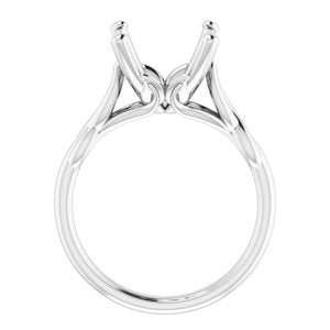 14K White Gold 10 mm Cushion Solitaire Engagement Ring Mounting