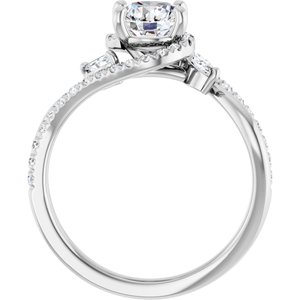 14K White Gold 6.5 mm Round 3/8 CTW Natural Diamond Semi-Set French-Set Engagement Ring
