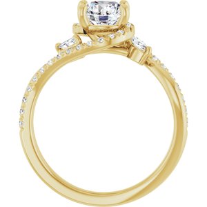 14K Yellow Gold 6.5 mm Round 3/8 CTW Natural Diamond Semi-Set French-Set Engagement Ring