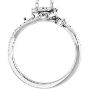 14K White Gold 5.2 mm Round French-Set Bypass Engagement Ring Mounting