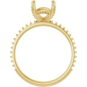 14K Yellow Gold 9x7 mm Emerald Engagement Ring Mounting