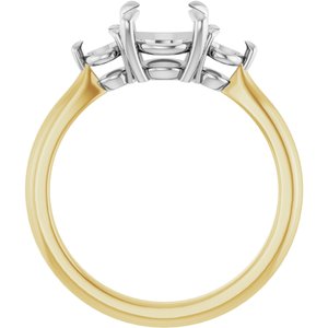 14K Yellow/White Gold 7 mm Round Engagement Ring Mounting