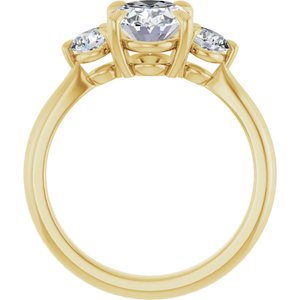 14K Yellow Gold 9x7 mm Oval 3/8 CTW Natural Diamond Semi-set Engagement Ring