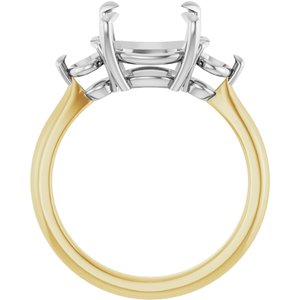 14K Yellow/White Gold 9x9 mm Cushion Engagement Ring Mounting