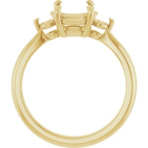 14K Yellow Gold 8x6 mm Emerald Engagement Ring Mounting