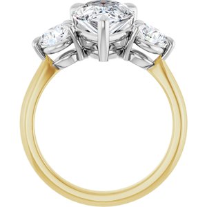 14K Yellow/White Gold 12x8 mm Pear 1 CTW Lab-Grown Diamond Semi-Set Engagement Ring