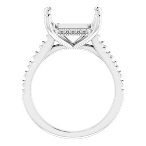 Platinum 10x10 mm Square Engagement Ring Mounting