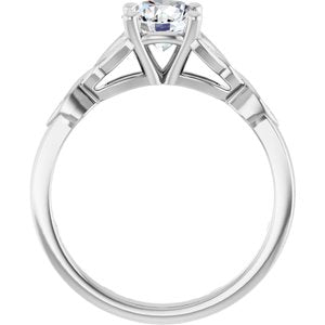 14K White Gold 6.5 mm Round .03 CTW Natural Diamond Semi-Set Celtic-Inspired Engagement Ring
