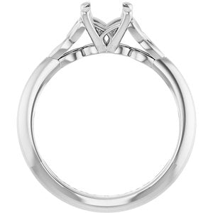 14K White Gold 6.5 mm Round Solitaire Engagement Ring Mounting