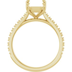 14K Yellow Gold 9x7 mm Emerald Engagement Ring Mounting