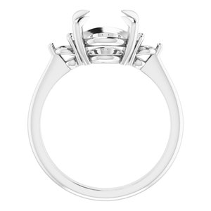 14K White Gold 11x9 mm Oval Engagement Ring Mounting