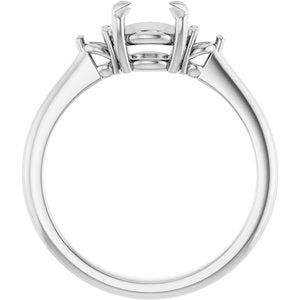 14K White Gold 6.5 mm Round Engagement Ring Mounting