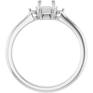 14K White Gold 6x4 mm Emerald Engagement Ring Mounting