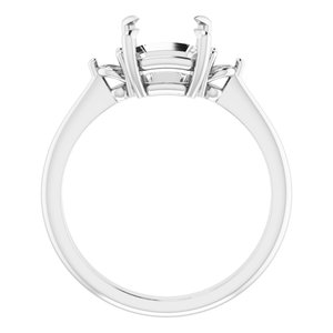 14K White Gold 9x7 mm Emerald Engagement Ring Mounting