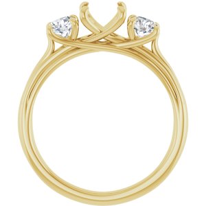 14K Yellow Gold 6.5 mm Round 1/2 CTW Natural Diamond Semi-Set Three-Stone Engagement Ring