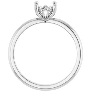 14K White Gold 6.5 mm Round Solitaire Engagement Ring Mounting