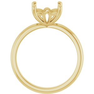 14K Yellow Gold 8 mm Asscher Solitaire Engagement Ring Mounting