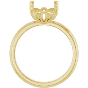 14K Yellow Gold 10x8 mm Emerald Solitaire Engagement Ring Mounting