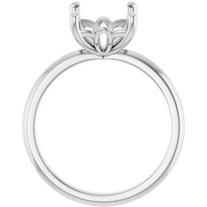 14K X1 White Gold 10x8 mm Emerald Solitaire Engagement Ring Mounting