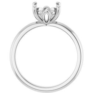 14K White Gold 10x8 mm Oval Solitaire Engagement Ring Mounting